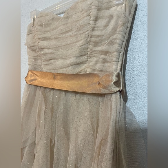 Teeze Me women/girl’s dress gold strapless with sash - Picture 3 of 10